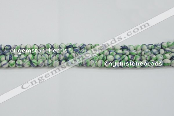 CRF386 15.5 inches 4mm round dyed rain flower stone beads wholesale