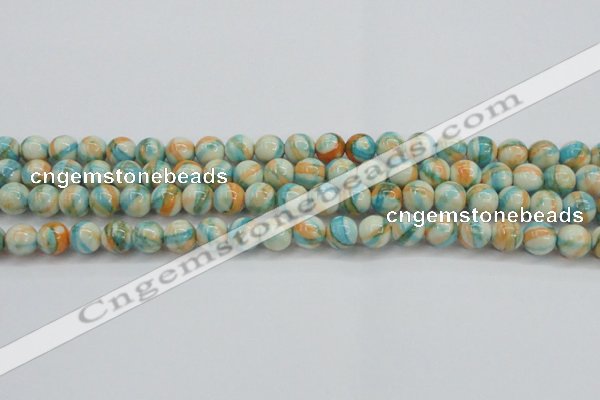 CRF394 15.5 inches 8mm round dyed rain flower stone beads wholesale