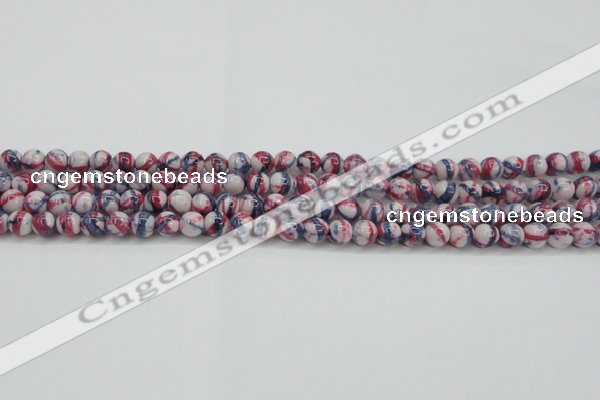 CRF404 15.5 inches 4mm round dyed rain flower stone beads wholesale