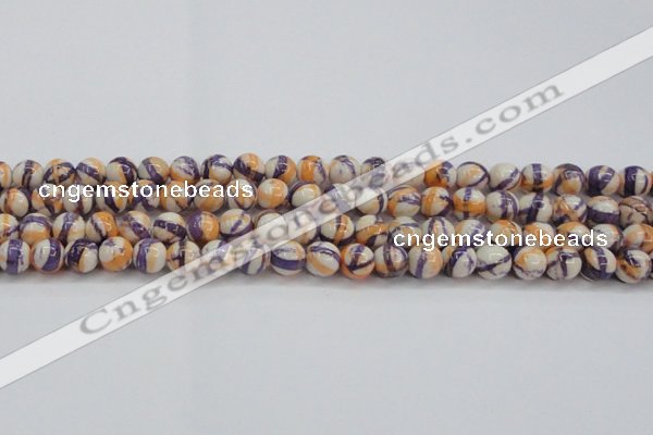 CRF412 15.5 inches 8mm round dyed rain flower stone beads wholesale