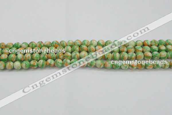 CRF417 15.5 inches 6mm round dyed rain flower stone beads wholesale