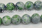 CRF47 15.5 inches 14mm round dyed rain flower stone beads wholesale