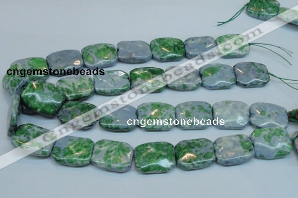 CRF54 15.5 inches 20*26mm rectangle dyed rain flower stone beads