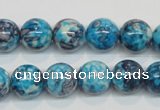 CRF59 15.5 inches 12mm round dyed rain flower stone beads wholesale