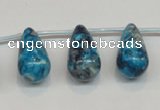 CRF68 11*21mm top-drilled teardrop dyed rain flower stone beads