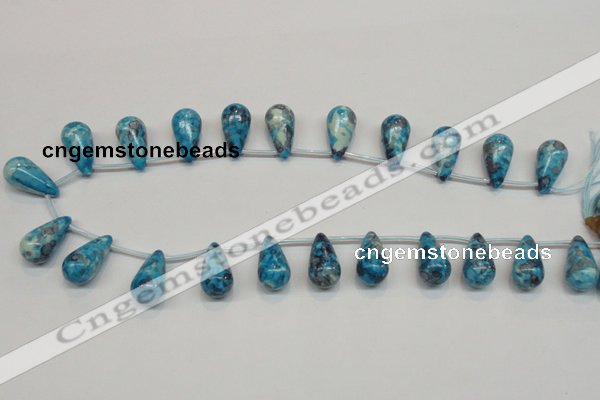 CRF68 11*21mm top-drilled teardrop dyed rain flower stone beads