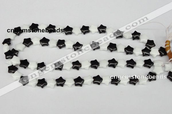 CRG01 15.5 inches 12*12mm star black & white agate beads wholesale