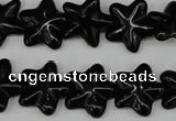 CRG21 15.5 inches 16*16mm star black agate gemstone beads wholesale