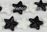 CRG23 15.5 inches 16*16mm star black & white agate gemstone beads