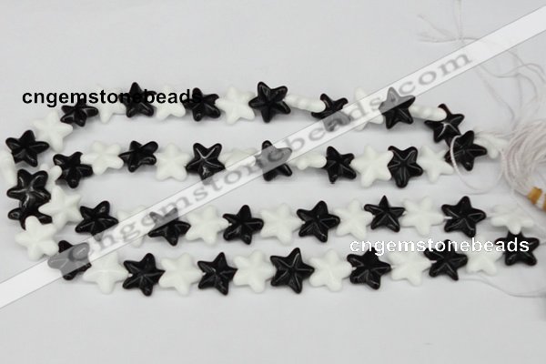 CRG23 15.5 inches 16*16mm star black & white agate gemstone beads