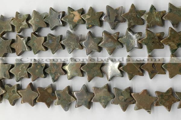 CRG41 15.5 inches 14mm flat star rhyolite gemstone beads wholesale