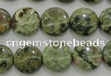 CRH142 15.5 inches 14mm flat round rhyolite gemstone beads