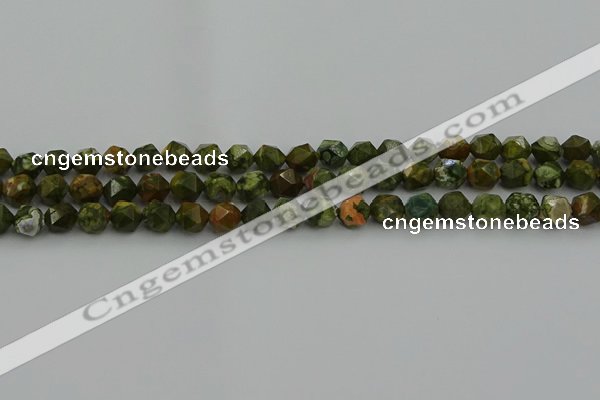 CRH161 15.5 inches 6mm faceted nuggets rhyolite gemstone beads