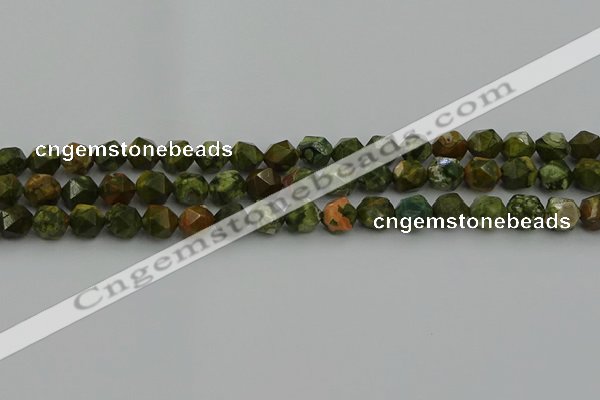 CRH162 15.5 inches 8mm faceted nuggets rhyolite gemstone beads