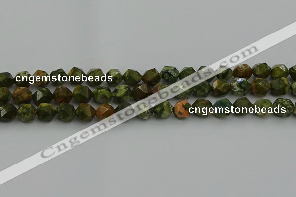 CRH163 15.5 inches 10mm faceted nuggets rhyolite gemstone beads