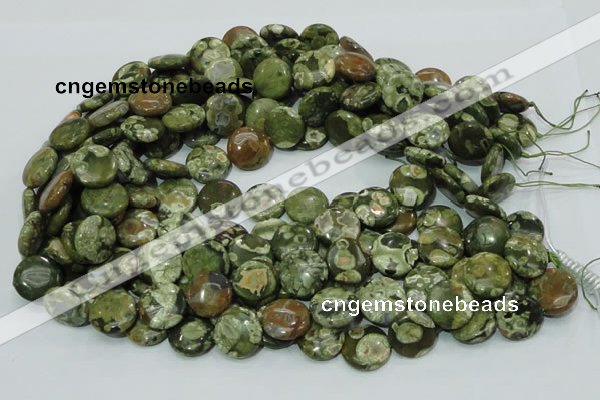 CRH36 15.5 inches 12mm flat round rhyolite beads wholesale