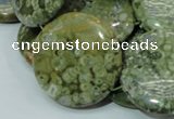 CRH40 15.5 inches 30mm flat round rhyolite beads wholesale