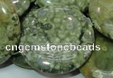 CRH41 15.5 inches 40mm flat round rhyolite beads wholesale