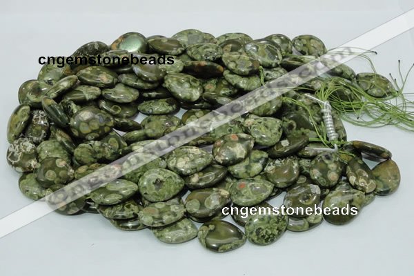 CRH48 15.5 inches 18*25mm flat teardrop rhyolite beads wholesale