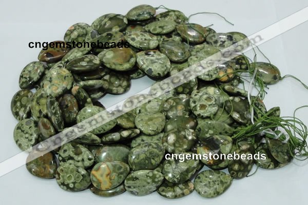 CRH49 15.5 inches 22*30mm flat teardrop rhyolite beads wholesale