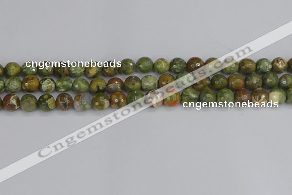 CRH528 15.5 inches 8mm faceted round rhyolite beads wholesale