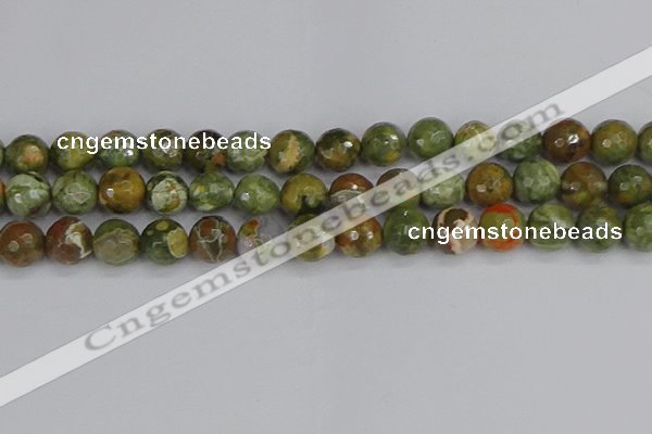 CRH530 15.5 inches 12mm faceted round rhyolite beads wholesale