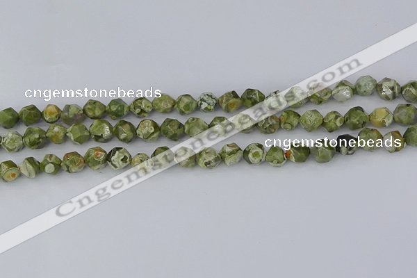 CRH535 15.5 inches 6mm faceted nuggets rhyolite gemstone beads