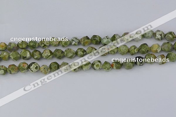 CRH536 15.5 inches 8mm faceted nuggets rhyolite gemstone beads