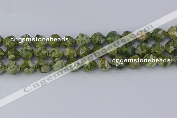 CRH538 15.5 inches 12mm faceted nuggets rhyolite gemstone beads