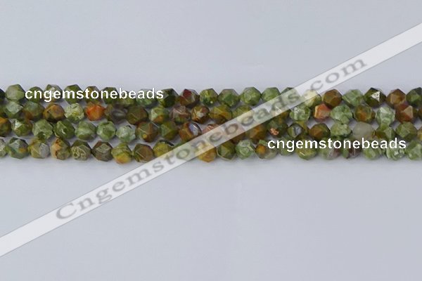 CRH541 15.5 inches 6mm faceted nuggets rhyolite beads wholesale