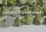 CRH555 15.5 inches 10mm faceted nuggets matte rhyolite gemstone beads