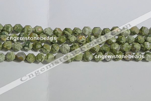 CRH556 15.5 inches 12mm faceted nuggets matte rhyolite gemstone beads