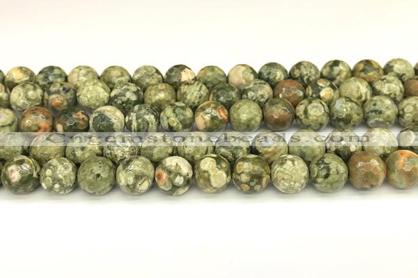 CRH581 15 inches 8mm faceted round rhyolite beads wholesale