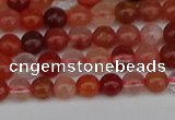 CRH600 15.5 inches 4mm round red rabbit hair quartz beads