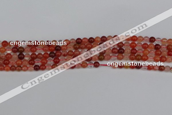 CRH600 15.5 inches 4mm round red rabbit hair quartz beads