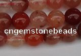 CRH602 15.5 inches 8mm round red rabbit hair quartz beads