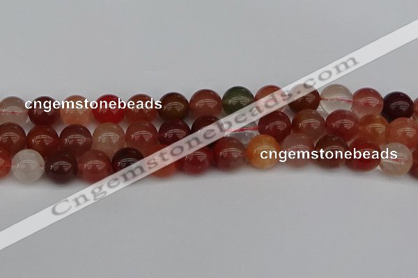 CRH604 15.5 inches 12mm round red rabbit hair quartz beads