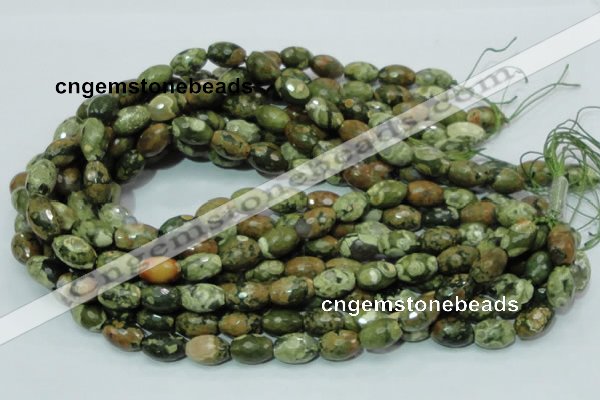 CRH68 15.5 inches 10*15mm faceted rice rhyolite beads wholesale