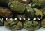 CRH69 15.5 inches 15*25mm faceted rice rhyolite beads wholesale