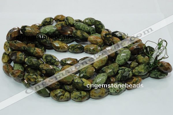 CRH69 15.5 inches 15*25mm faceted rice rhyolite beads wholesale