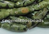 CRH70 15.5 inches 10*30mm faceted rice rhyolite beads wholesale