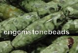 CRH71 15.5 inches 12*40mm faceted rice rhyolite beads wholesale