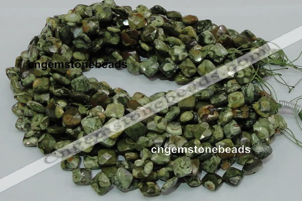 CRH73 15.5 inches 12*12mm faceted rhombic rhyolite beads wholesale