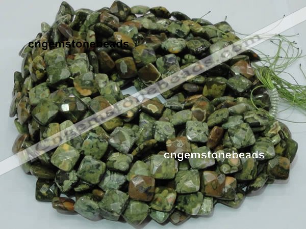 CRH74 15.5 inches 15*15mm faceted rhombic rhyolite beads wholesale