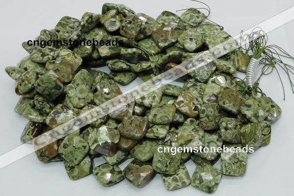 CRH75 15.5 inches 20*20mm faceted rhombic rhyolite beads wholesale