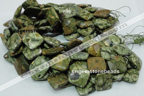 CRH76 15.5 inches 25*25mm faceted rhombic rhyolite beads wholesale