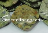 CRH77 15.5 inches 30*30mm faceted rhombic rhyolite beads wholesale