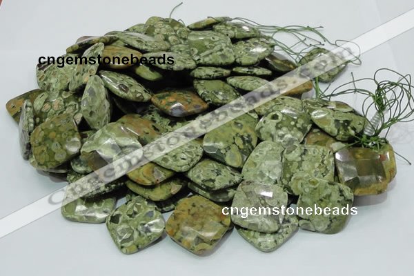 CRH77 15.5 inches 30*30mm faceted rhombic rhyolite beads wholesale