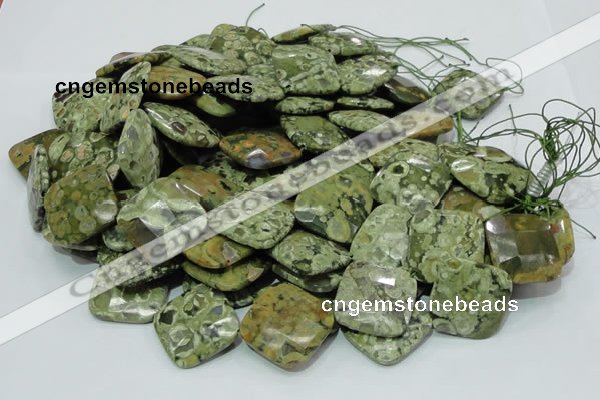 CRH77 15.5 inches 30*30mm faceted rhombic rhyolite beads wholesale
