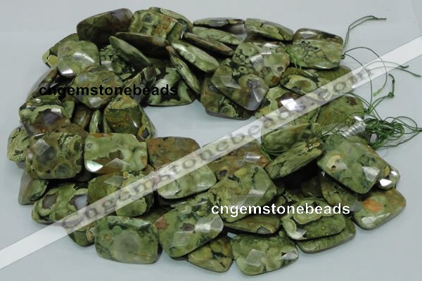 CRH82 15.5 inches 22*30mm faceted rectangle rhyolite beads wholesale